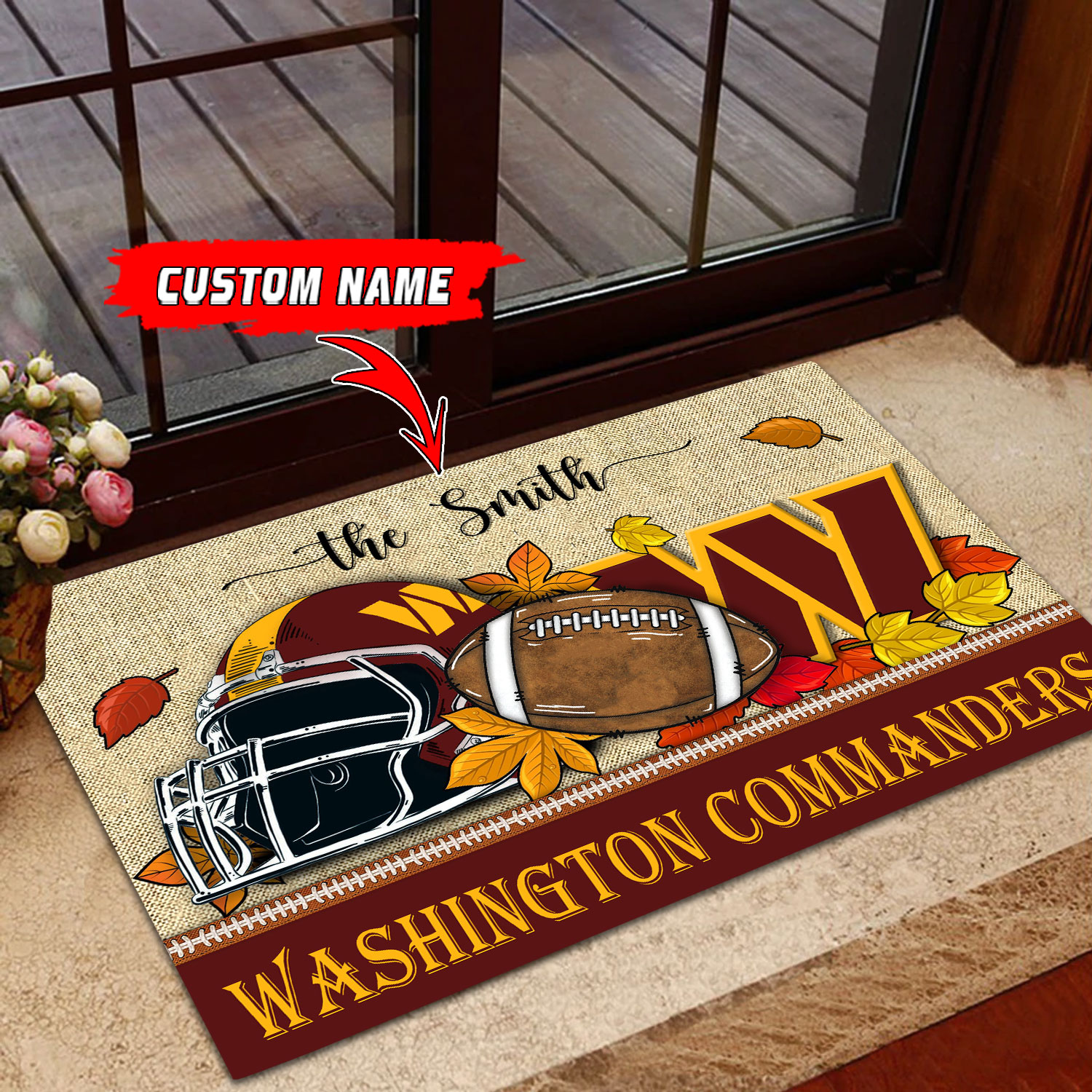 Washington Commanders Football Doormat