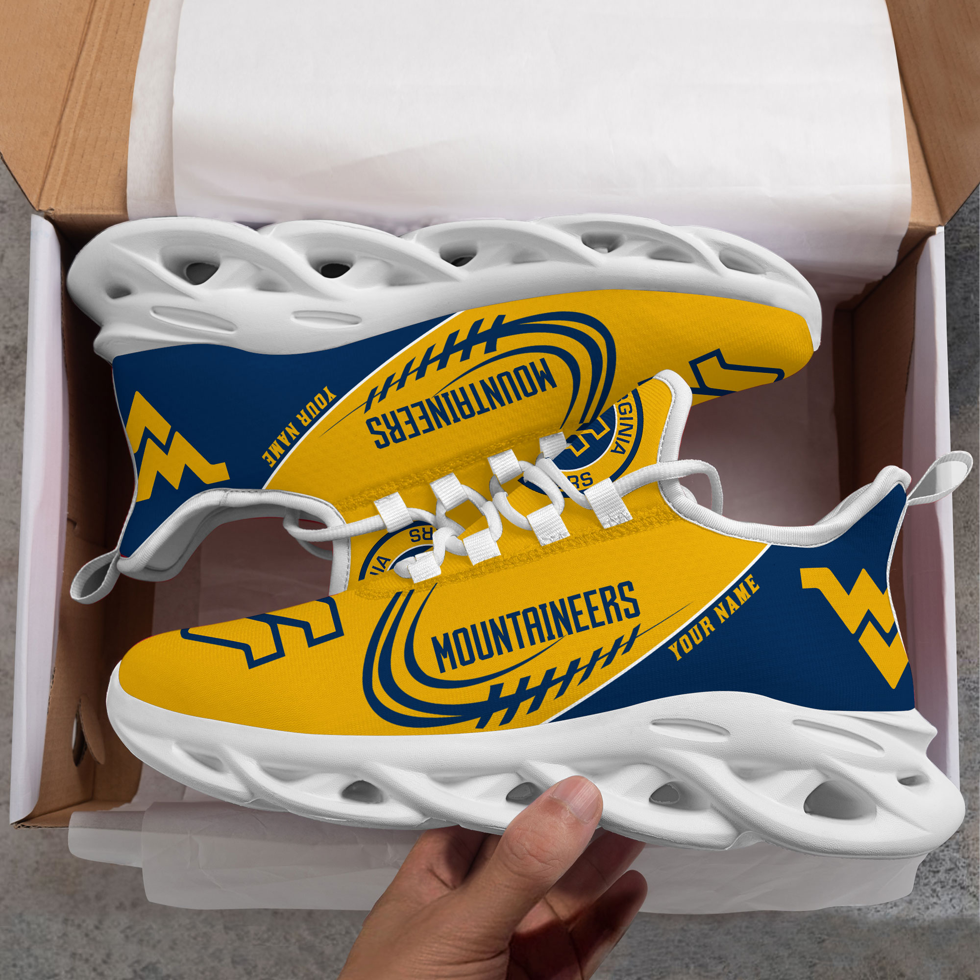 West Virginia Mountaineers PERSONALIZED MAX SOUL SHOES T1