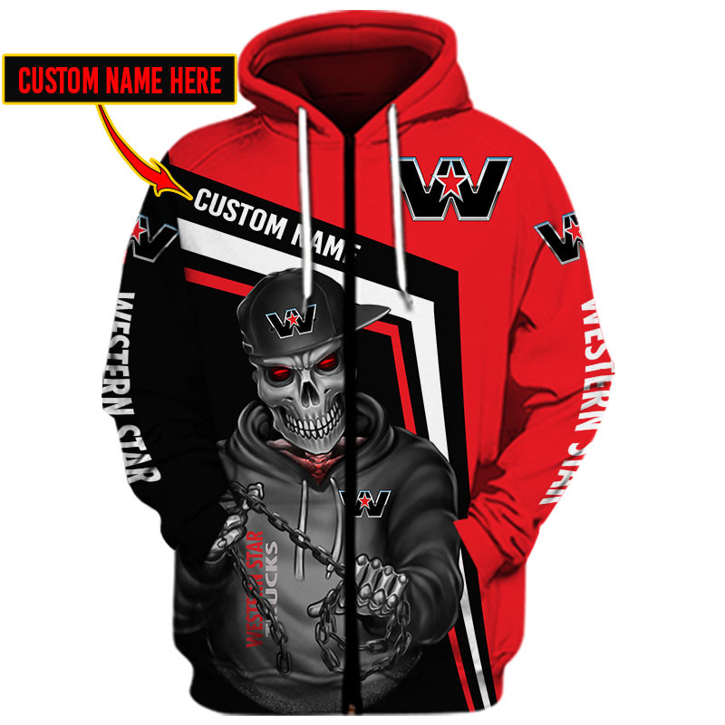 Western Star Skull Tshirt, sweatshirt, Polo, Hawaiian, Hoodie 3D Apparel Full Printing Custom Name