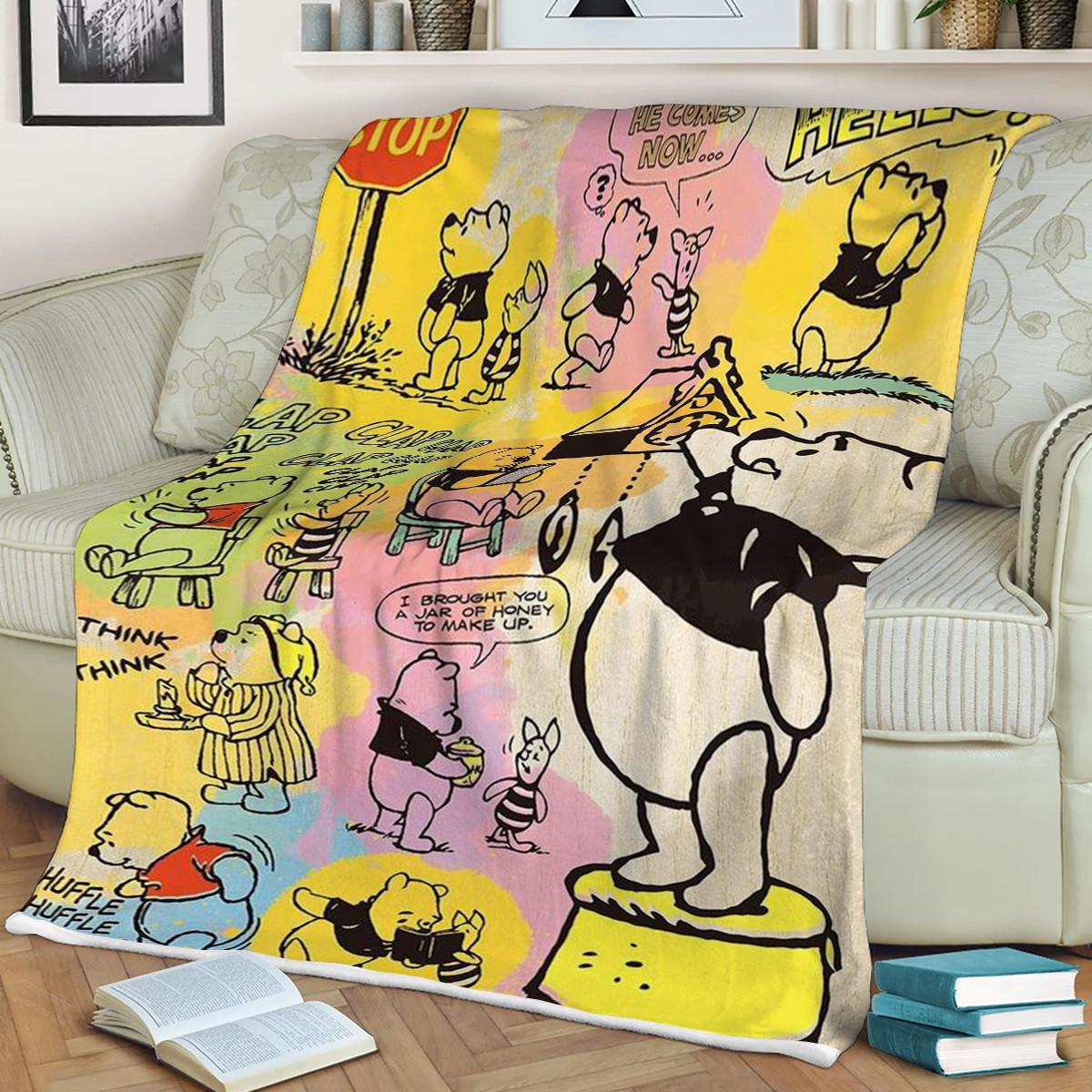 Winnie-the-Pooh Fan Gift, The Pooh With Piglet Comfy Sofa Throw Blanket Gift