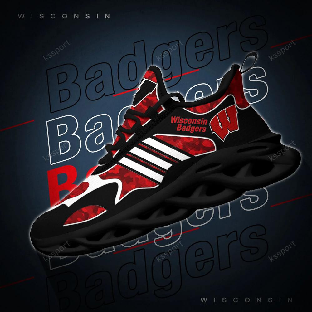 Wisconsin Badgers Max Soul Clunky, Camo Running Sneakers For Fan Ever