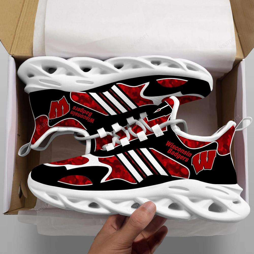 Wisconsin Badgers Max Soul Clunky, Camo Running Sneakers For Fan Ever