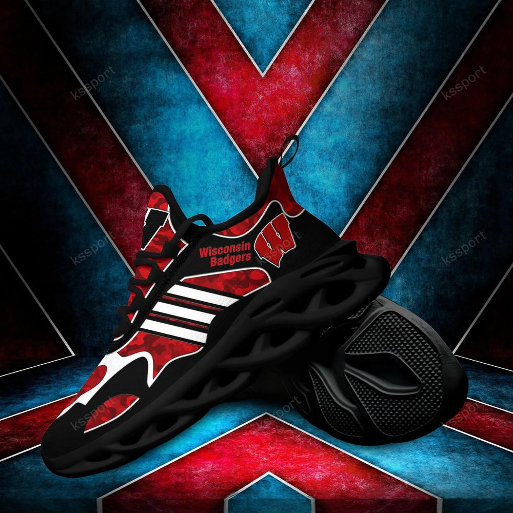 Wisconsin Badgers Max Soul Clunky, Camo Running Sneakers For Fan Ever