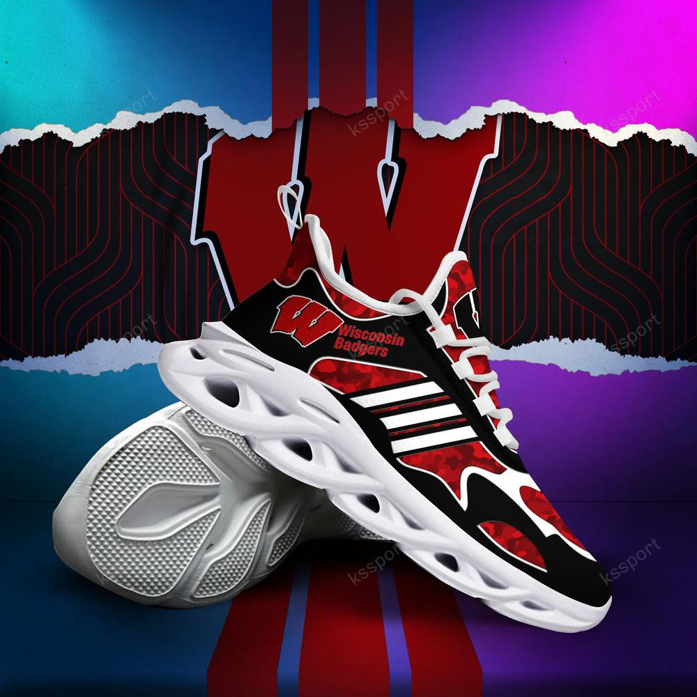 Wisconsin Badgers Max Soul Clunky, Camo Running Sneakers For Fan Ever