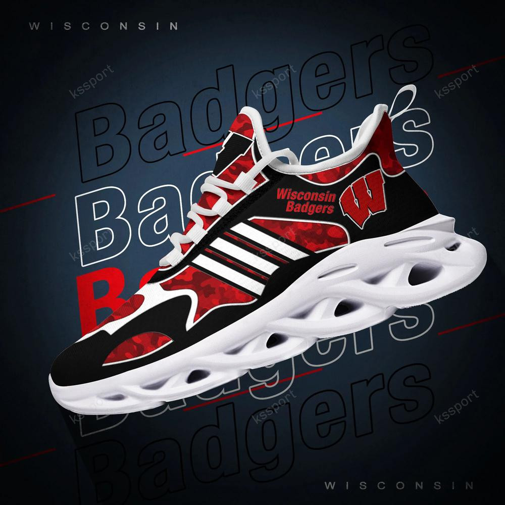 Wisconsin Badgers Max Soul Clunky, Camo Running Sneakers For Fan Ever