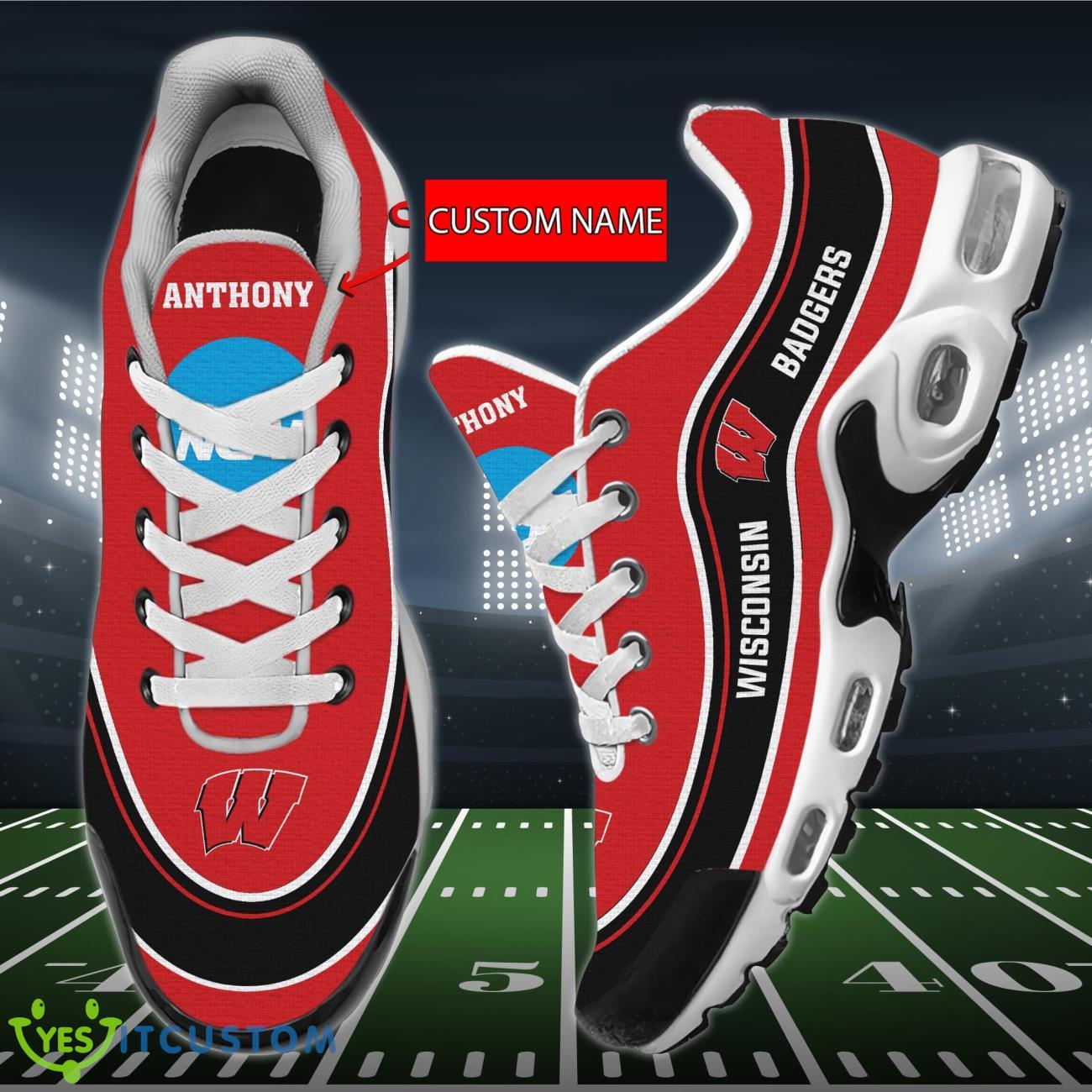 Wisconsin Badgers NCAA Personalized Name Air Cushion Sports Shoes Sneaker KLTNS220494