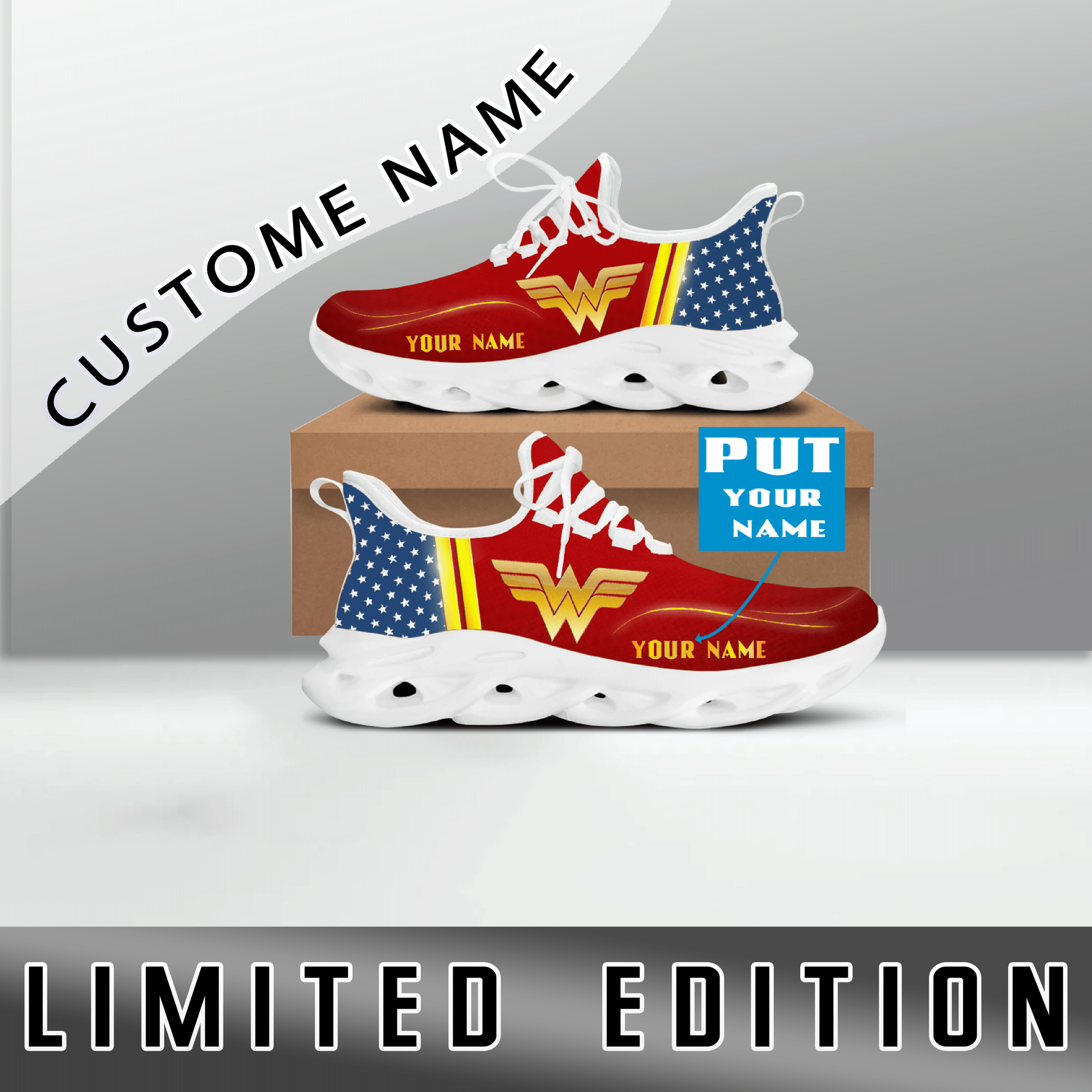 Wonder Woman Custom Name OW Shoes - v2
