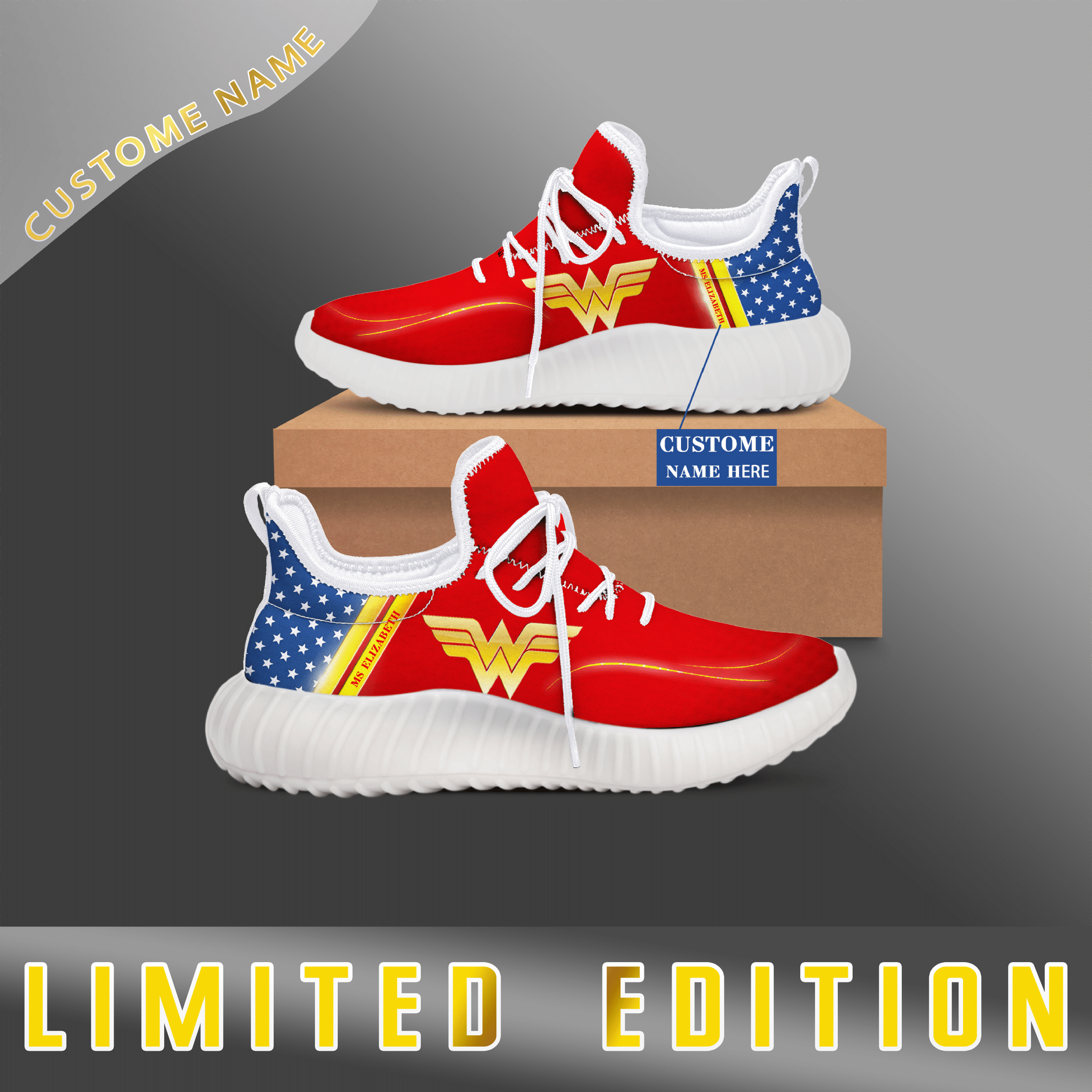 Wonder Woman Custom Name YZ Shoes