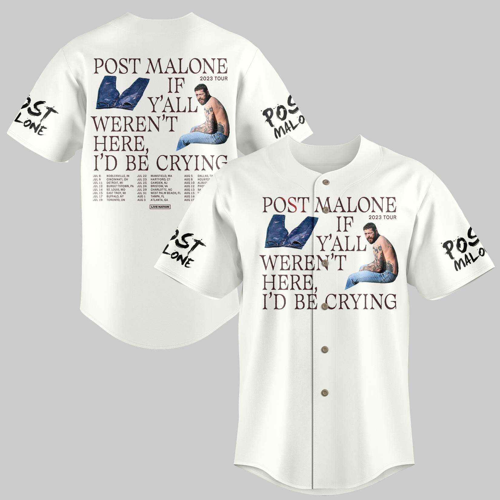 Z Post Malone Tour 2023 Baseball Jersey