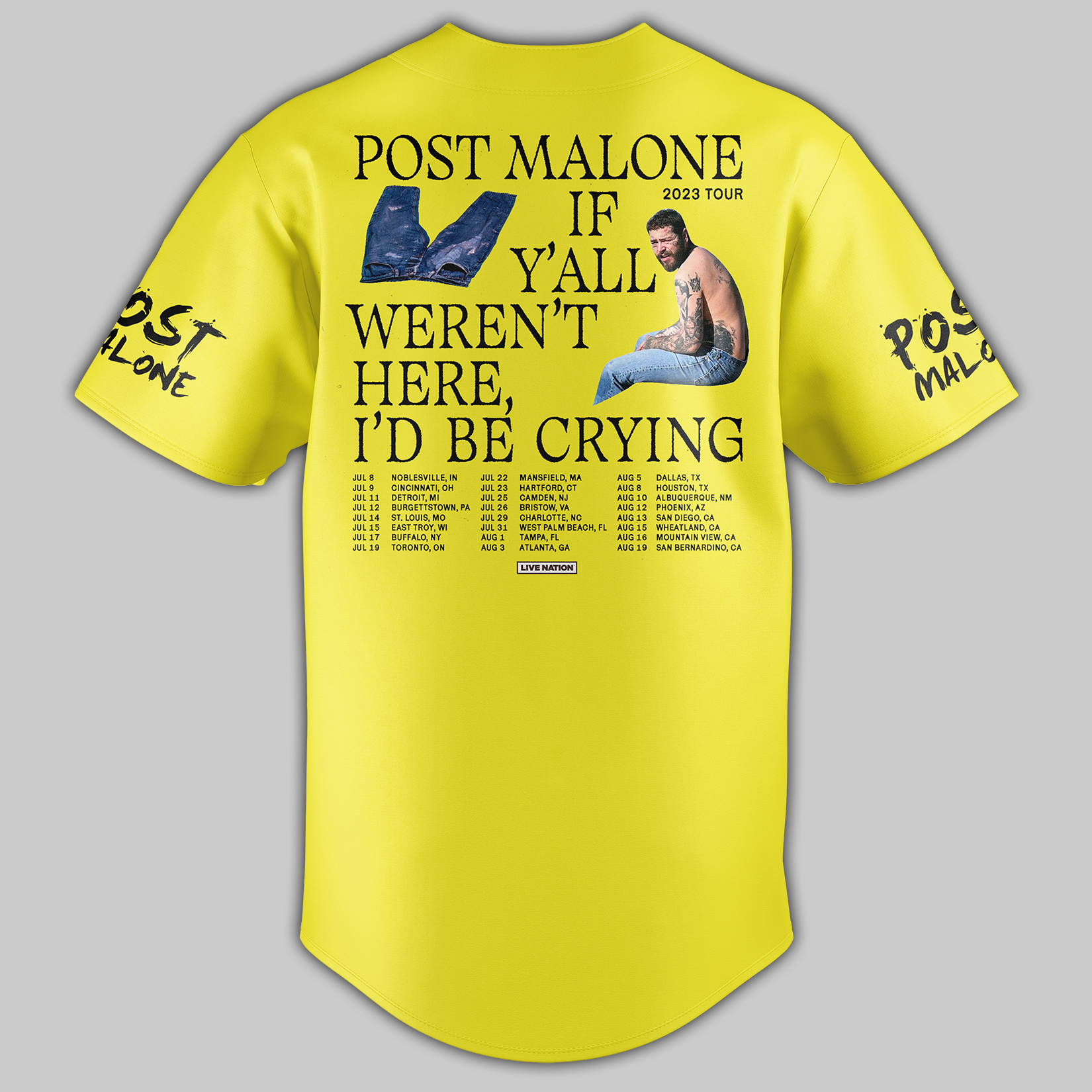Z Post Malone Tour 2023 Baseball Jersey