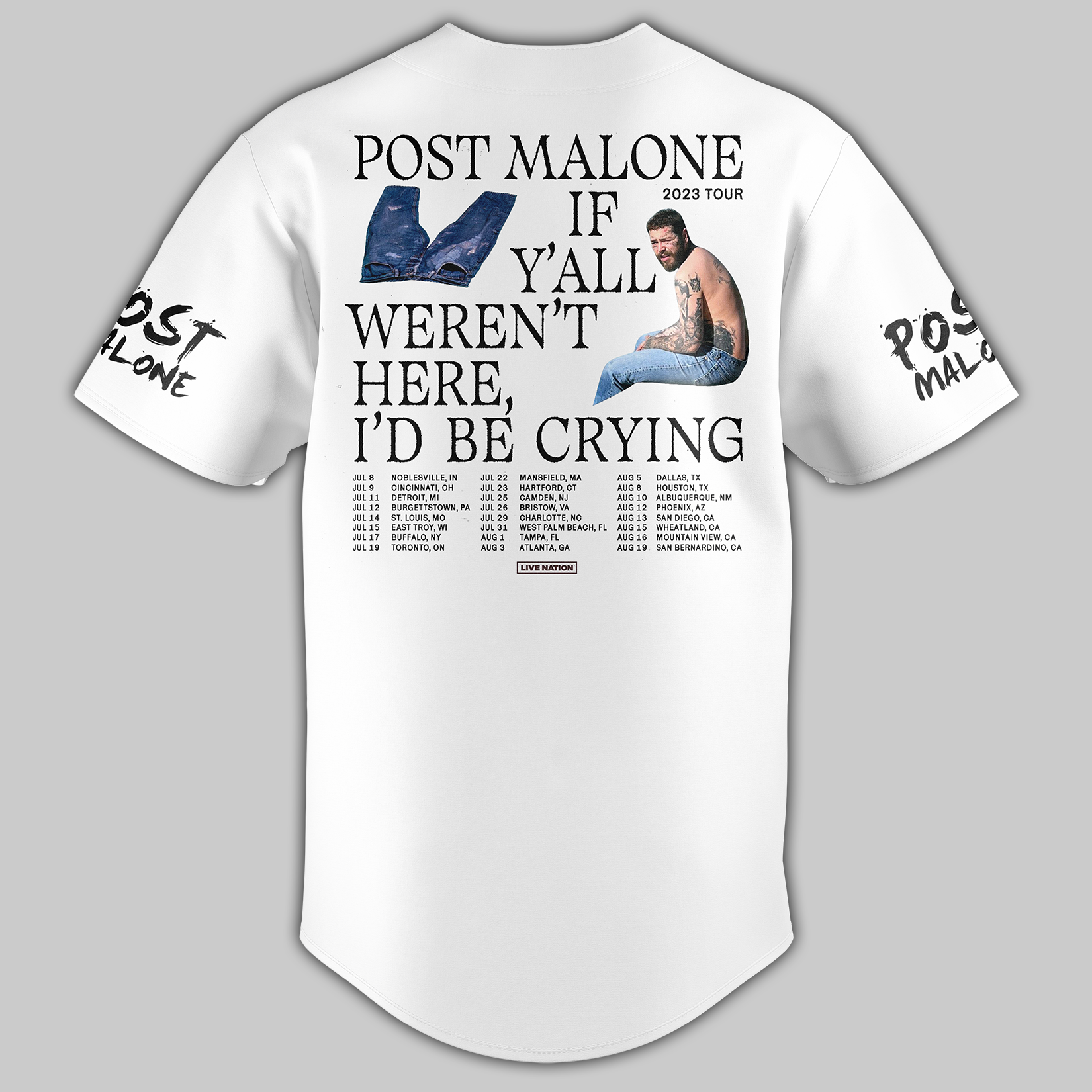 Z Post Malone Tour 2023 Baseball Jersey