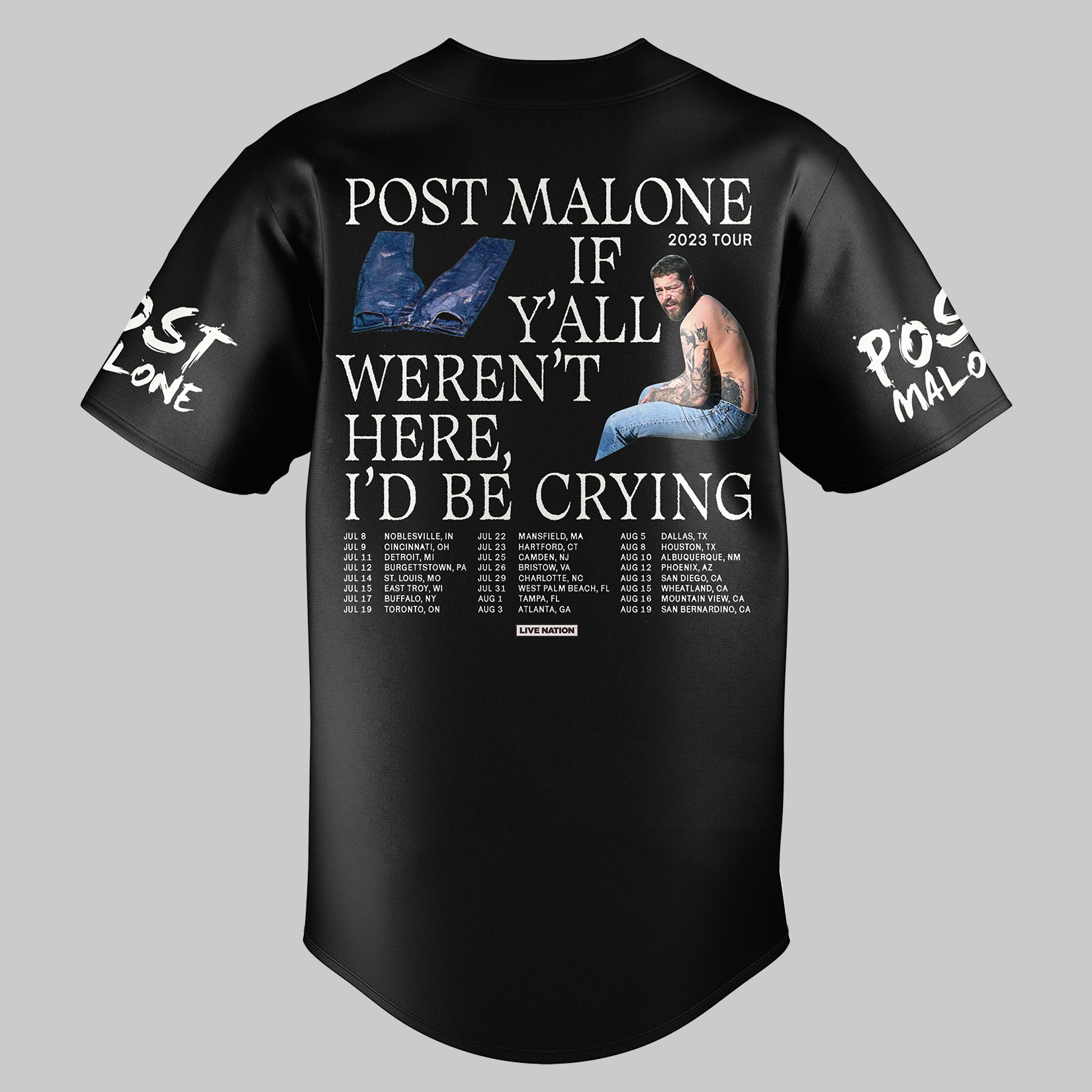 Z Post Malone Tour 2023 Baseball Jersey