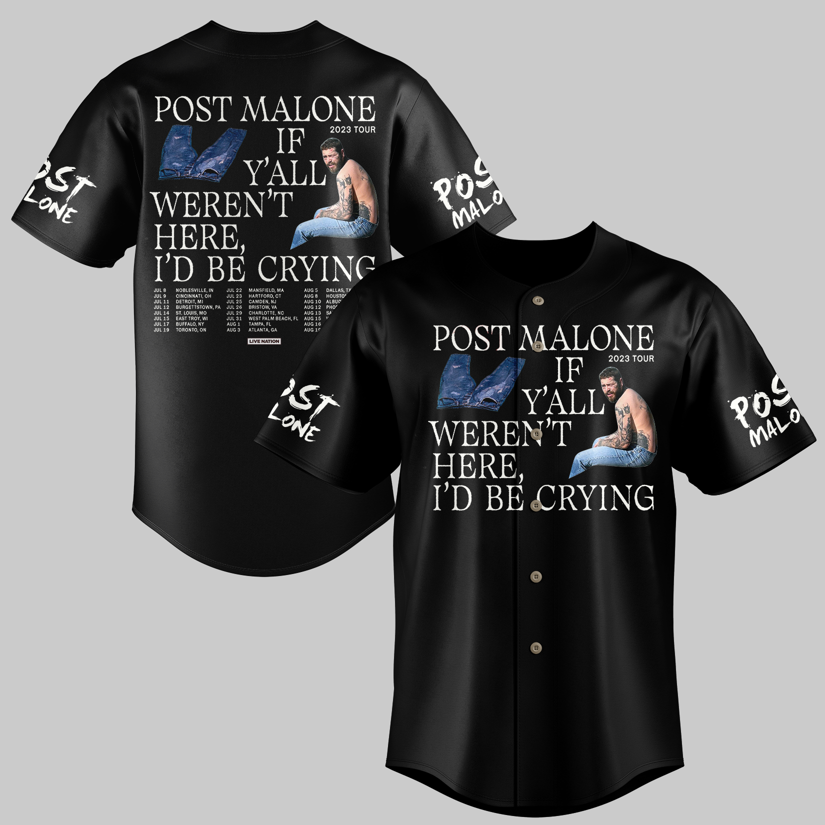 Z Post Malone Tour 2023 Baseball Jersey